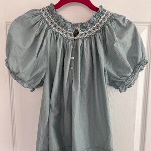 Baybala Willow Top in Sage Green Swiss Dot